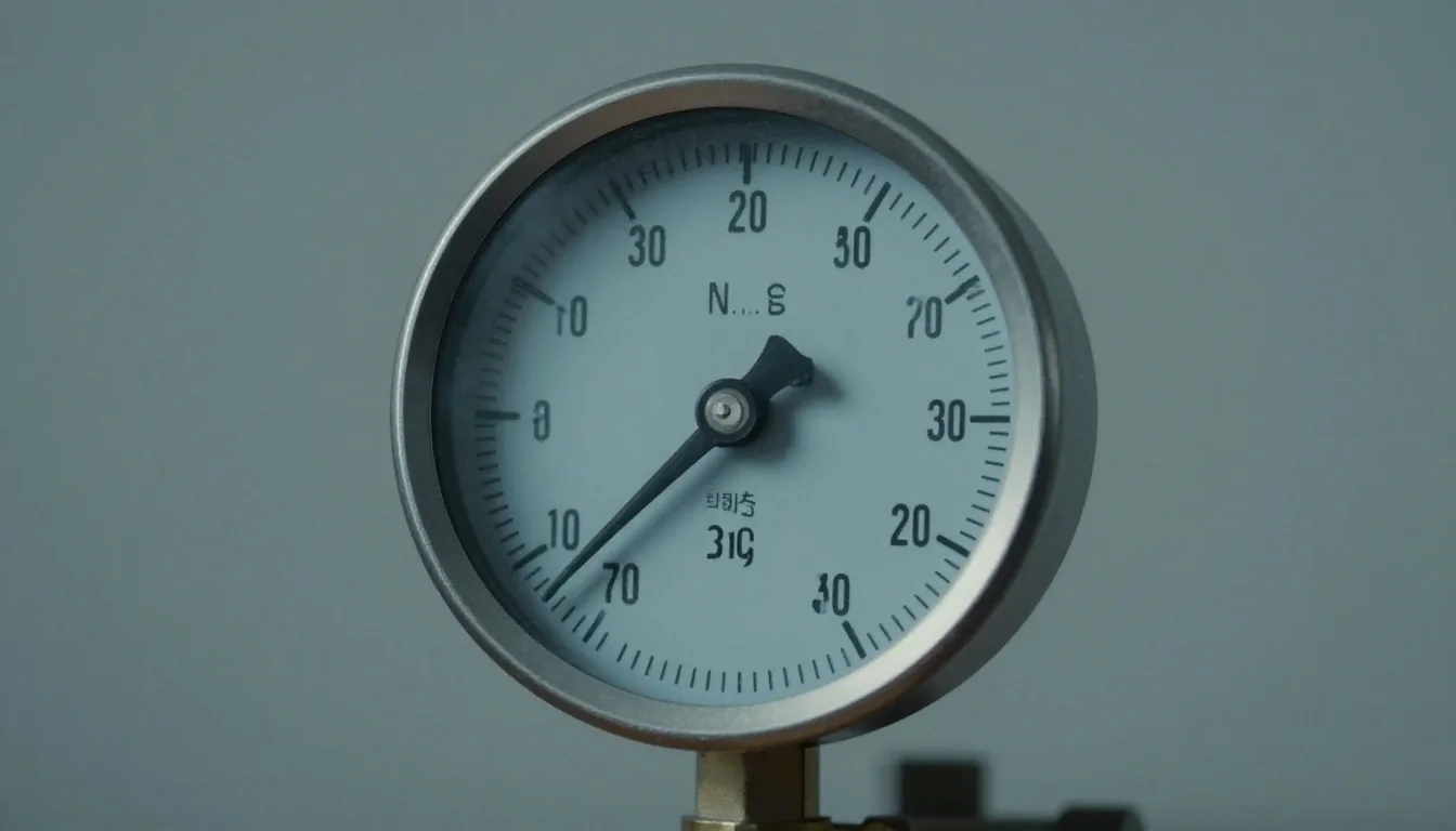 Pressure gauge dial under a single spotlight