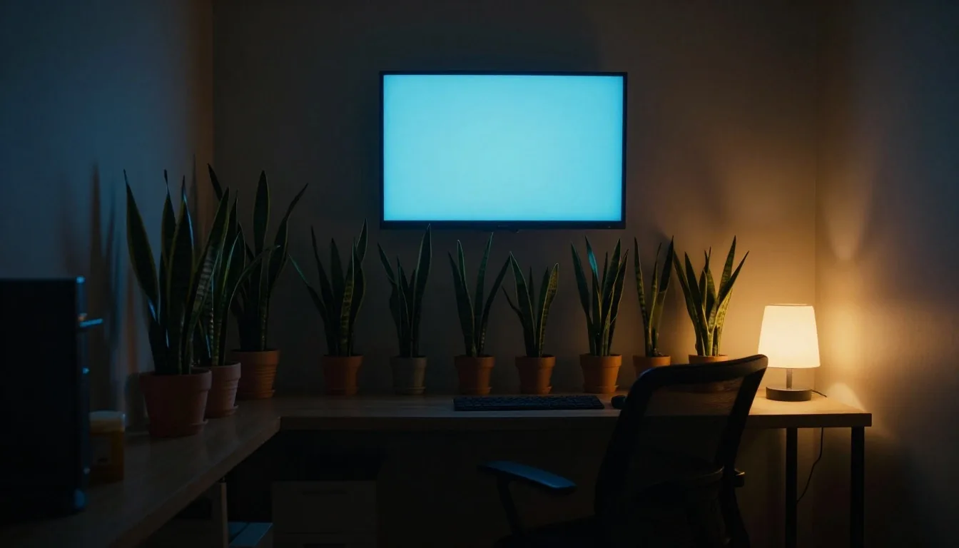 SEO analytics dashboard on a monitor in a darkened room